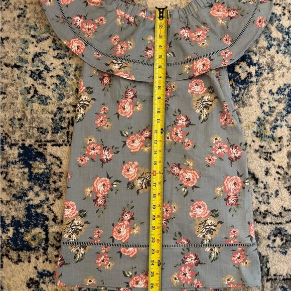 Floral Strapless Dress - Blue and Pink - Picture 4 of 7